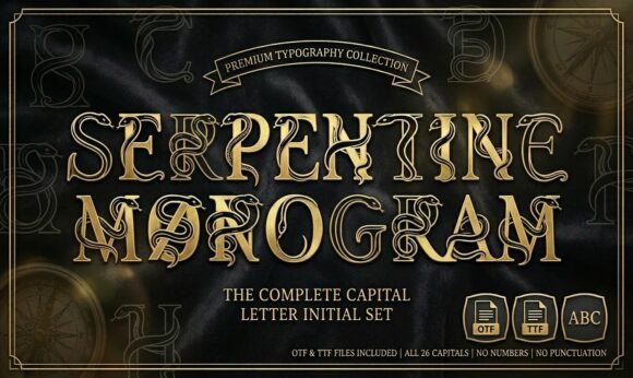 Serpentine Monogram: A Darkly Elegant Decorative Font for Crafters